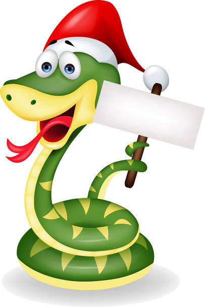 Зеленая змея с пустым знаком
 - Вектор,изображение