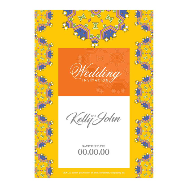 elegant design of wedding card invitation template, vector illustration - Vector, Image