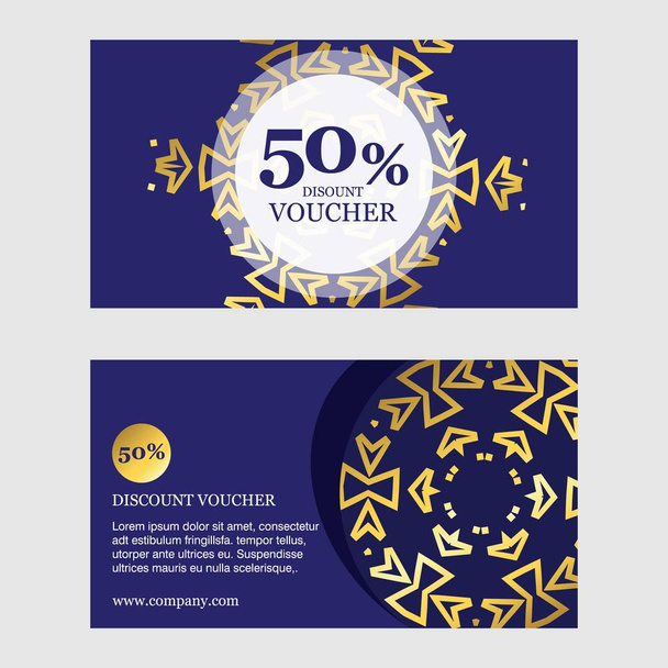 50% discount voucher with elegant design and blue background vector - Vector, Image