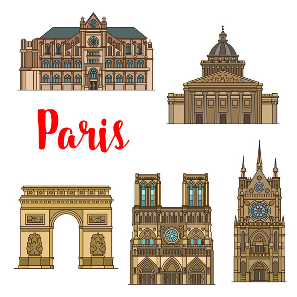 French travel landmark icon of Paris tourist sight - Vector, Image