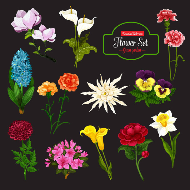 Icono de flor con racimo de plantas con flores de primavera
 - Vector, imagen