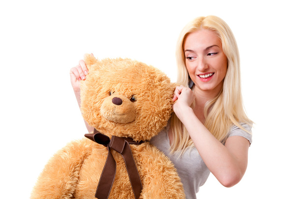 Girl with Teddy bear - Foto, imagen