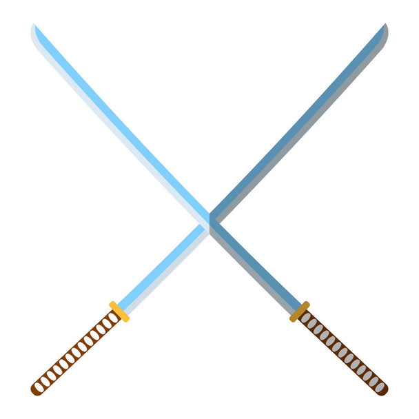 Medieval Katana Icon and Label. Flat style. Vector illustration logo. - Vector, Image