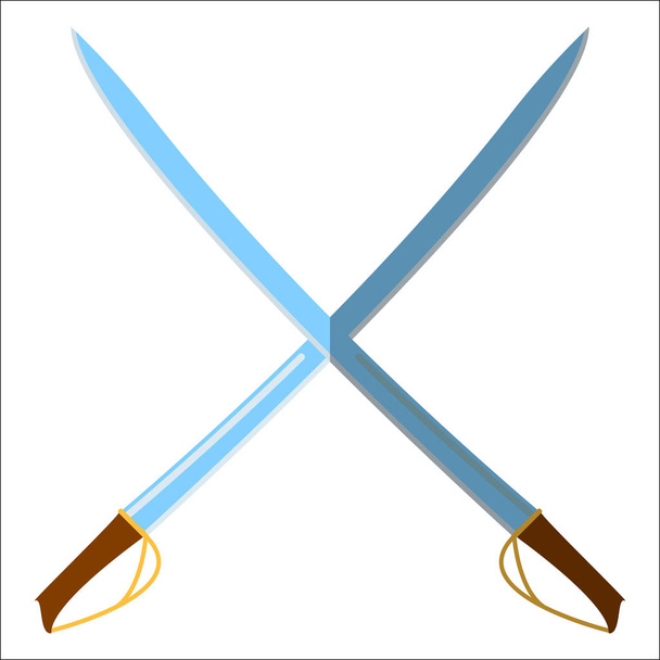 mittelalterliche Schwert-Ikone und Etikett. flachen Stil. Vektor Illustration Logo. - Vektor, Bild