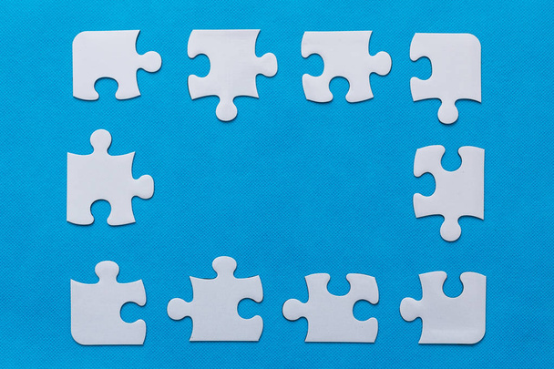 abstract puzzle background with piece missing. blue background - Zdjęcie, obraz