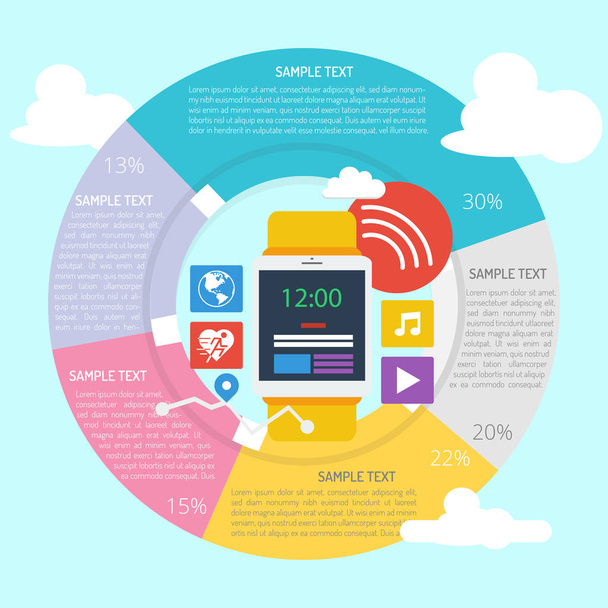 Smart Watch Infographic Diagram - Vetor, Imagem