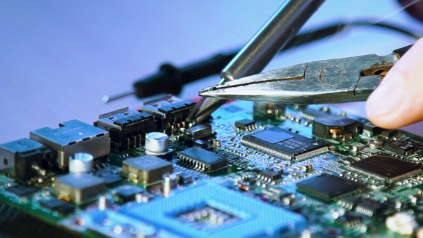 workshop courses motherboard soldering repair - Footage, Video