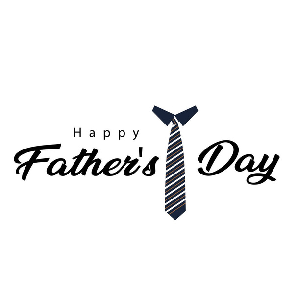 Happy Father's Day Black Necktie White Background Vector Image - Vector, Imagen