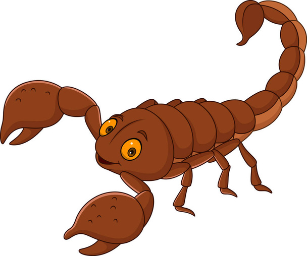 Desenhos animados escorpião feliz isolado em um fundo branco
 - Vetor, Imagem