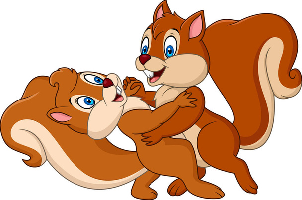 Cute couple squirrel dancing - Vector, Image