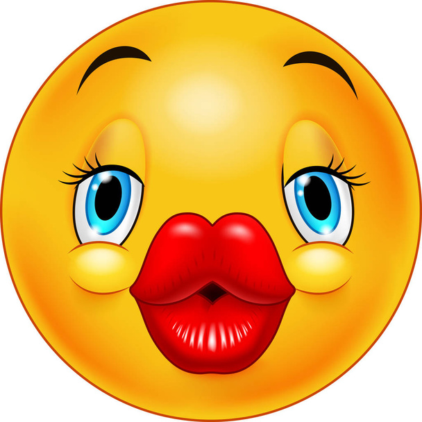 Bonito beijo emoticon isolado em um fundo branco
 - Vetor, Imagem