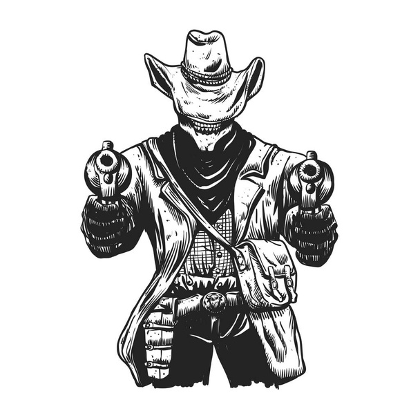 Divokej kovboj skelet - západní lebka kreslený - Fotografie, Obrázek