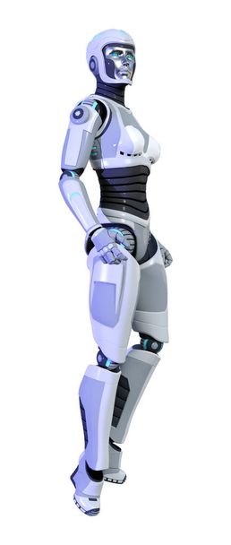 3D rendering of a female robot isolated on white background - Photo, Image