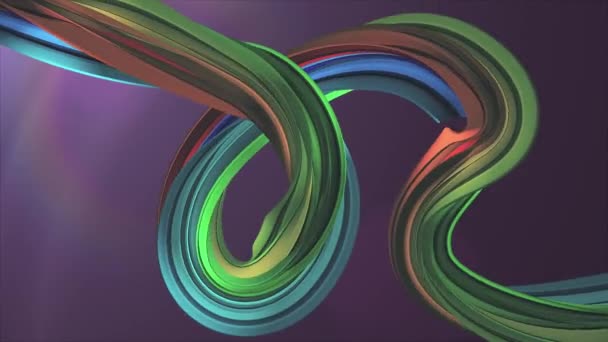 Zachte kleuren 3d gebogen regenboog marshmallow touw snoep naadloze loops abstracte vorm animatie achtergrond nieuwe kwaliteit universele beweging dynamische geanimeerde kleurrijke vrolijke videobeelden - Video