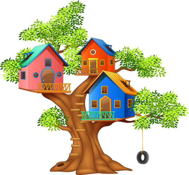 Ilustración de una colorida casa de árbol
 - Vector, imagen