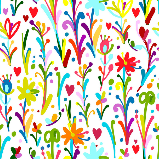 Floral seamless pattern, sketch for your design - Вектор,изображение