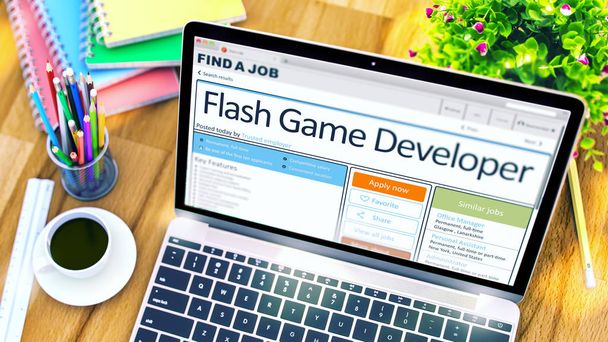 Flash Game Developer Hiring Now. 3D. - Photo, Image