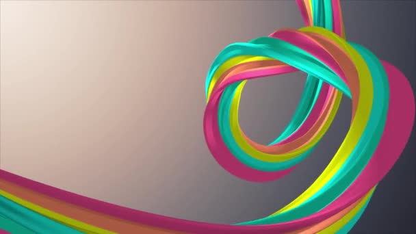 weiche Farben 3d gekrümmten Regenbogen Marshmallow Seil Süßigkeiten nahtlose Schleife abstrakte Form Animation Hintergrund neue Qualität universelle Bewegung dynamische animierte bunte fröhliche Videoaufnahmen - Filmmaterial, Video