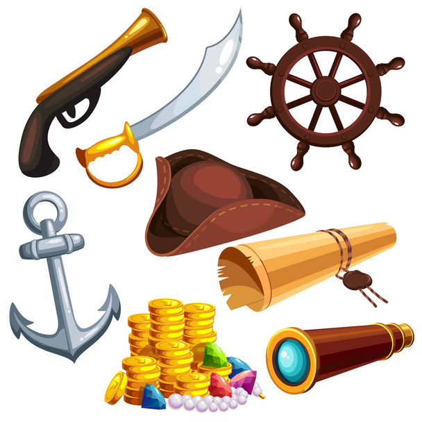 A set of pirate things - Vector, Image