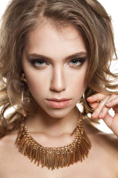 Beautiful Female Face Closeup. Young Woman Face Closeup - Fotó, kép