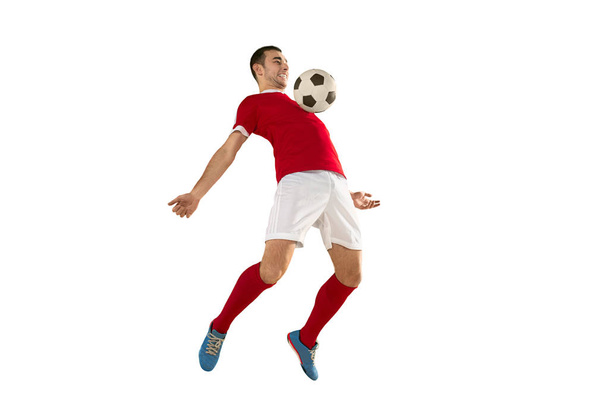 Professional football soccer player isolated white background - Foto, Imagen