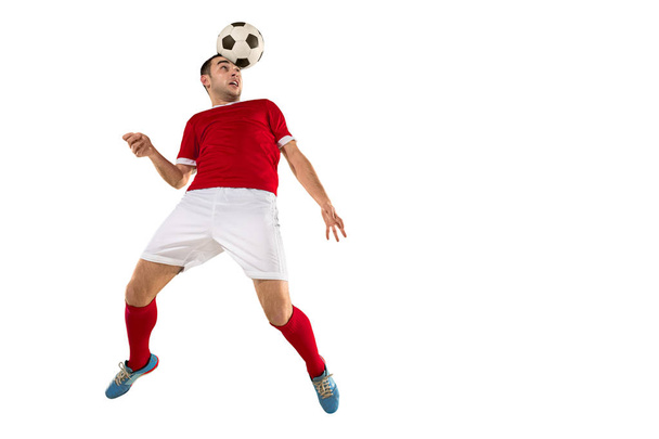 Professional football soccer player isolated white background - Foto, Imagen