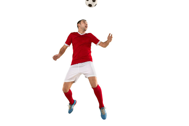 Professional football soccer player isolated white background - Foto, afbeelding