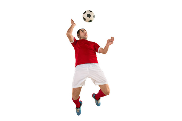 Professional football soccer player isolated white background - Zdjęcie, obraz