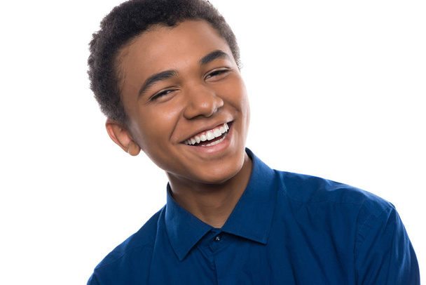 Portrait of cheerful african american teenager - Foto, imagen