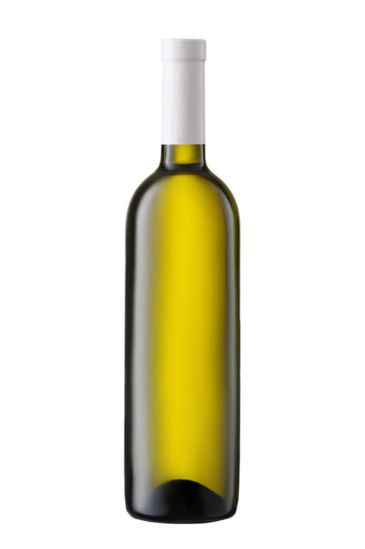 вид спереду біле вино порожня пляшка ізольована на білому тлі
 - Фото, зображення