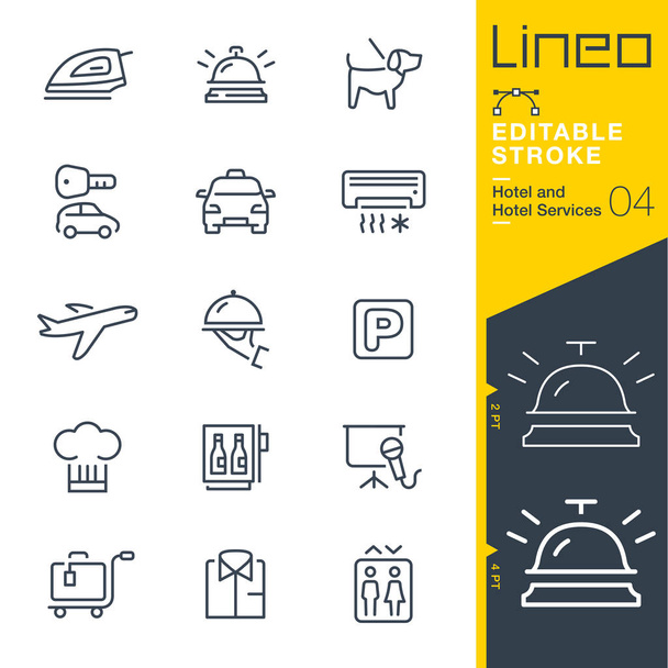 Lineo Editable Stroke - Iconos de línea de hotel
 - Vector, Imagen