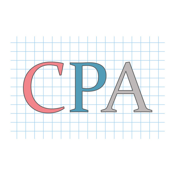 CPA (Certified Public Accountant) skrót na arkusz papieru w kratkę - Wektor, obraz