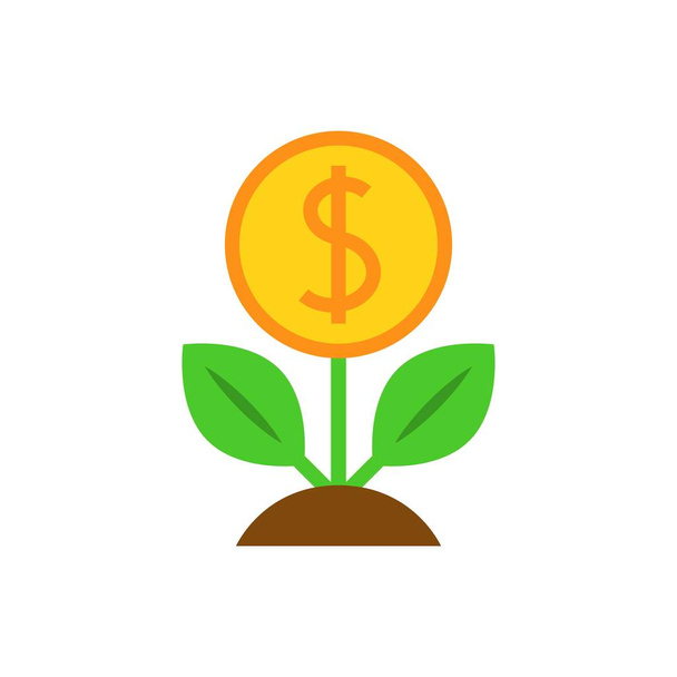 Плоская иконка дерева доллара
 - Вектор,изображение