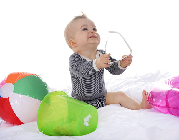 human baby in front of white background - Photo, Image