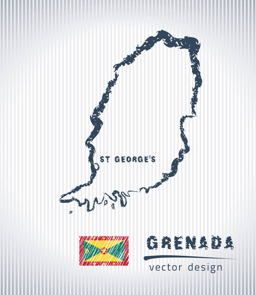グレナダ国ベクトル白い背景上にマップを描画 - ベクター画像