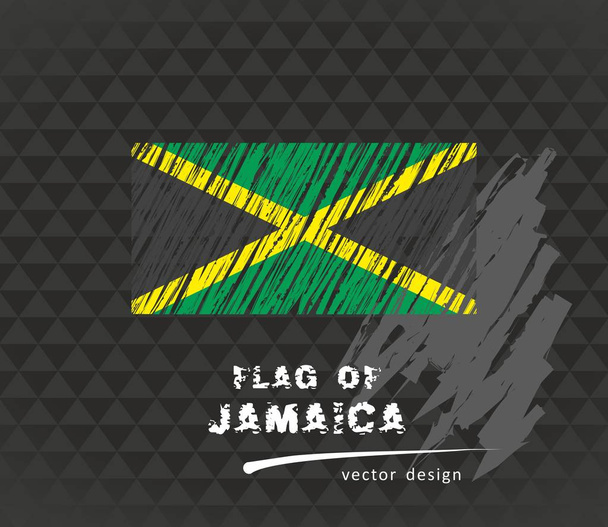 Flag of Jamaica, vector pen illustration on black background - Vector, Image