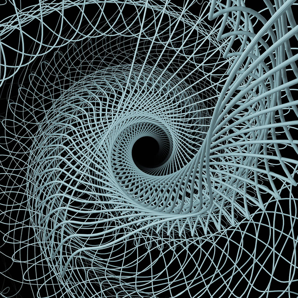 Vortex in Square. 3D rendering of rotating lines spinning around center - Photo, Image