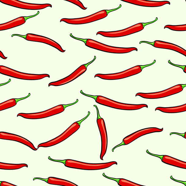 Red, spicy, Georgian, chilli pepper. Seamless vector background - Vector, Image