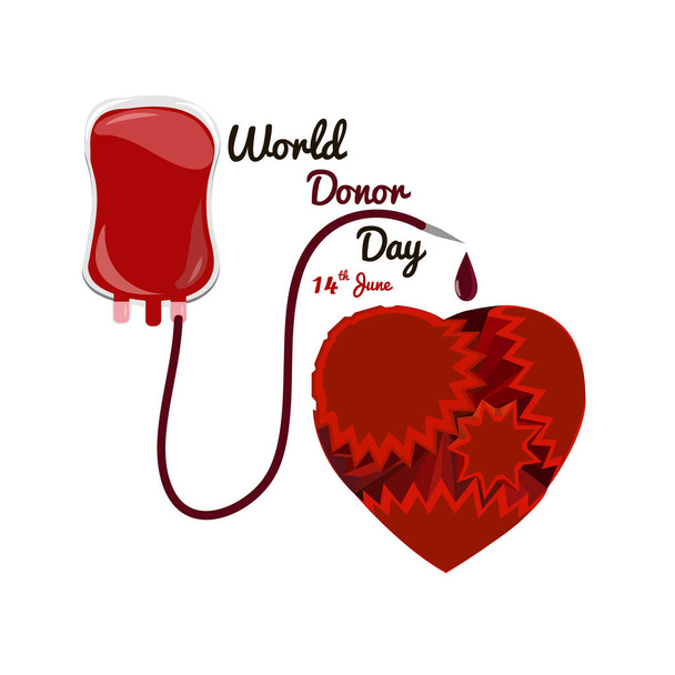 Konsepti maailman luovuttaja päivä 14 kesäkuu, paketti verensiirtoon sydän pyydysten
 - Vektori, kuva