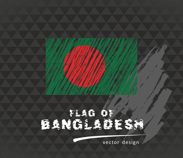 Flag of Bangladesh, vector pen illustration on black background - Vector, Image