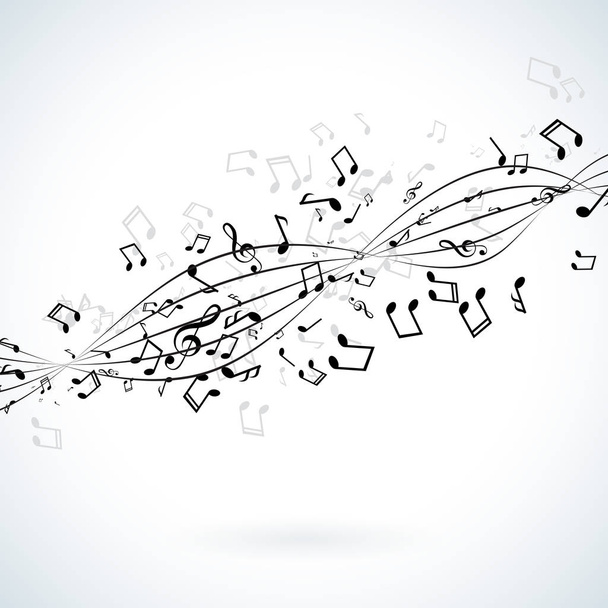 Music illustration with falling notes on white background. Vector design for banner, poster, greeting card. - ベクター画像