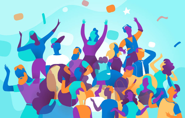 Young people celebrate during a big festival - Vector, Image