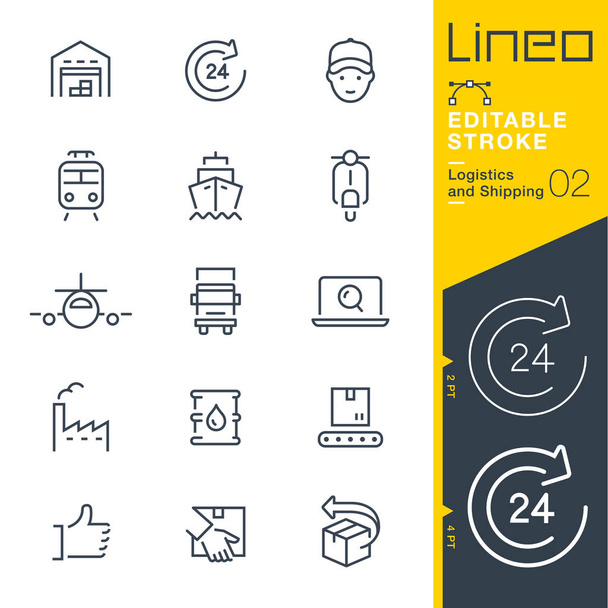 Lineo düzenlenebilir kontur - lojistik ve nakliye satırı simgeler - Vektör, Görsel
