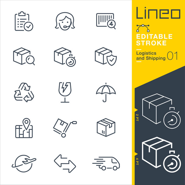 Lineo düzenlenebilir kontur - lojistik ve nakliye satırı simgeler - Vektör, Görsel