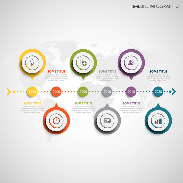 Time line info graphic with round color design element pointers vector eps 10 - Vector, Image