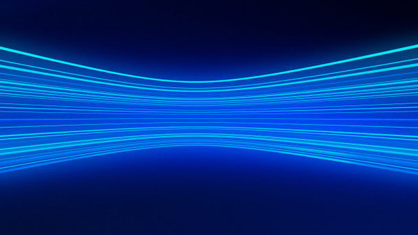 Mavi ışıklar fütüristik internet ve iş kavramı, teknolojik altyapı için kavisli. 3D çizim. - Fotoğraf, Görsel