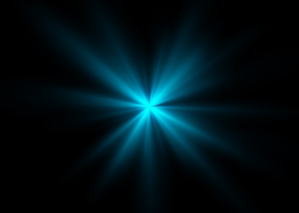 Bengala de lente azul con luz brillante aislada sobre fondo negro
 - Foto, imagen