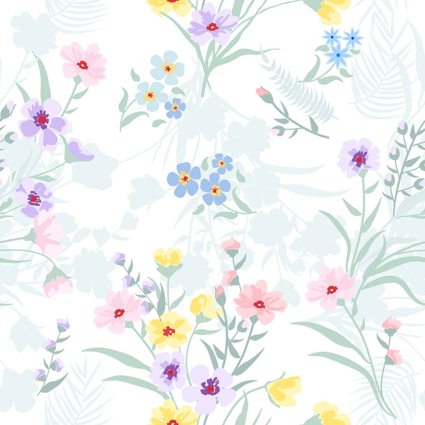 Seamless pattern floral, print for textile, cloth, wallpaper, scrapbooking, wrapping. Vector background. - Vector, Image