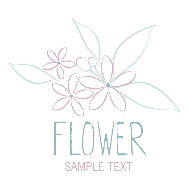 Various flowers and leaves forming a bouquet on white background - Vector, Image