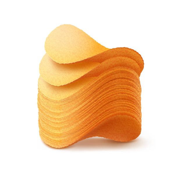 Векторная стопка хрустящих картофельных чипсов Закрыть изолированы на белом фоне
 - Вектор,изображение